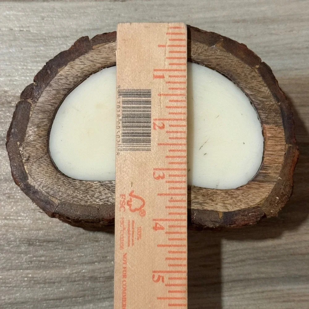 Himalayan Handmade Candles Wild Green Fig Soy Wax Tree Bark Log Wood Bowl 5in